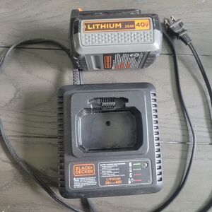 BLACK+DECKER 40V Lithium Battery & Charger - Black/Grey/Orange